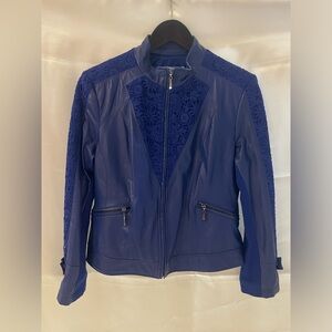 Nygard blue faux leather petite medium jacket